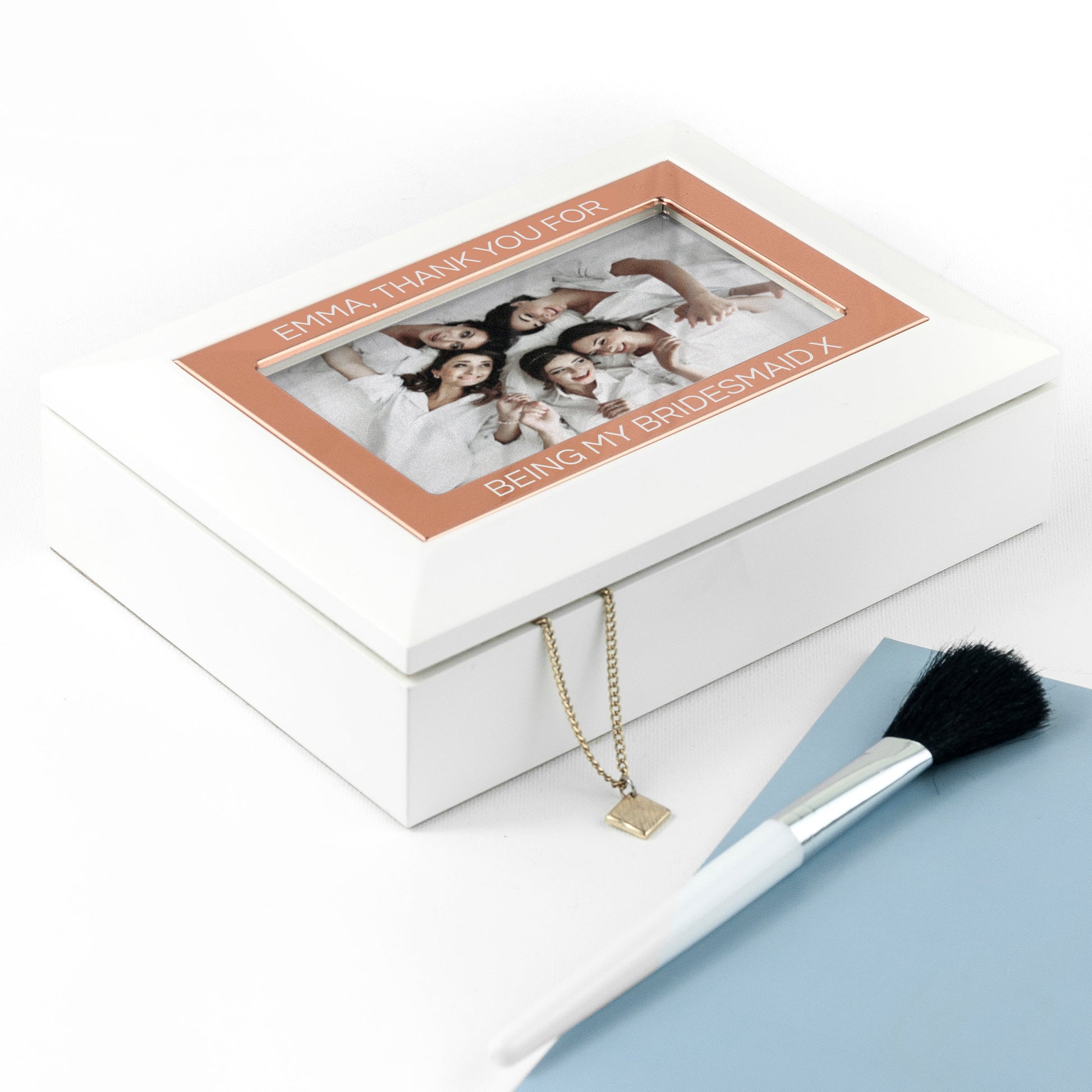 Personalized Jewelry Box - White and Rose Gold - Lovesakes