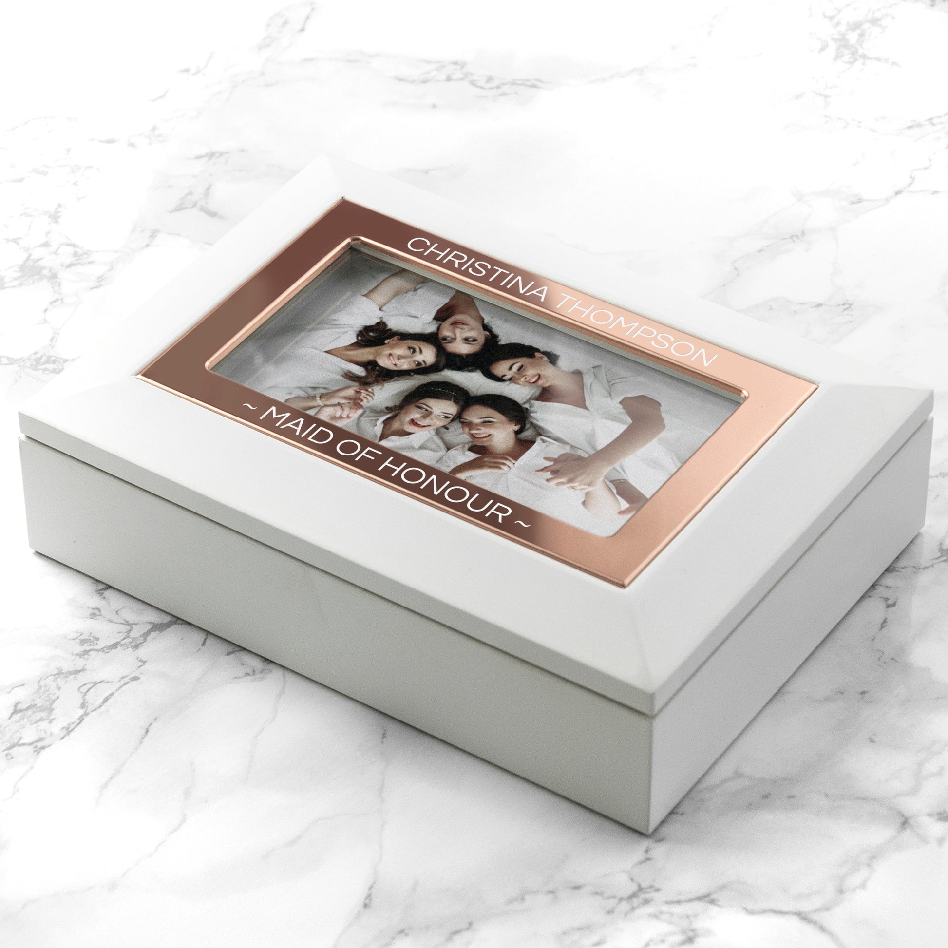 Personalized Jewelry Box - White and Rose Gold - Lovesakes