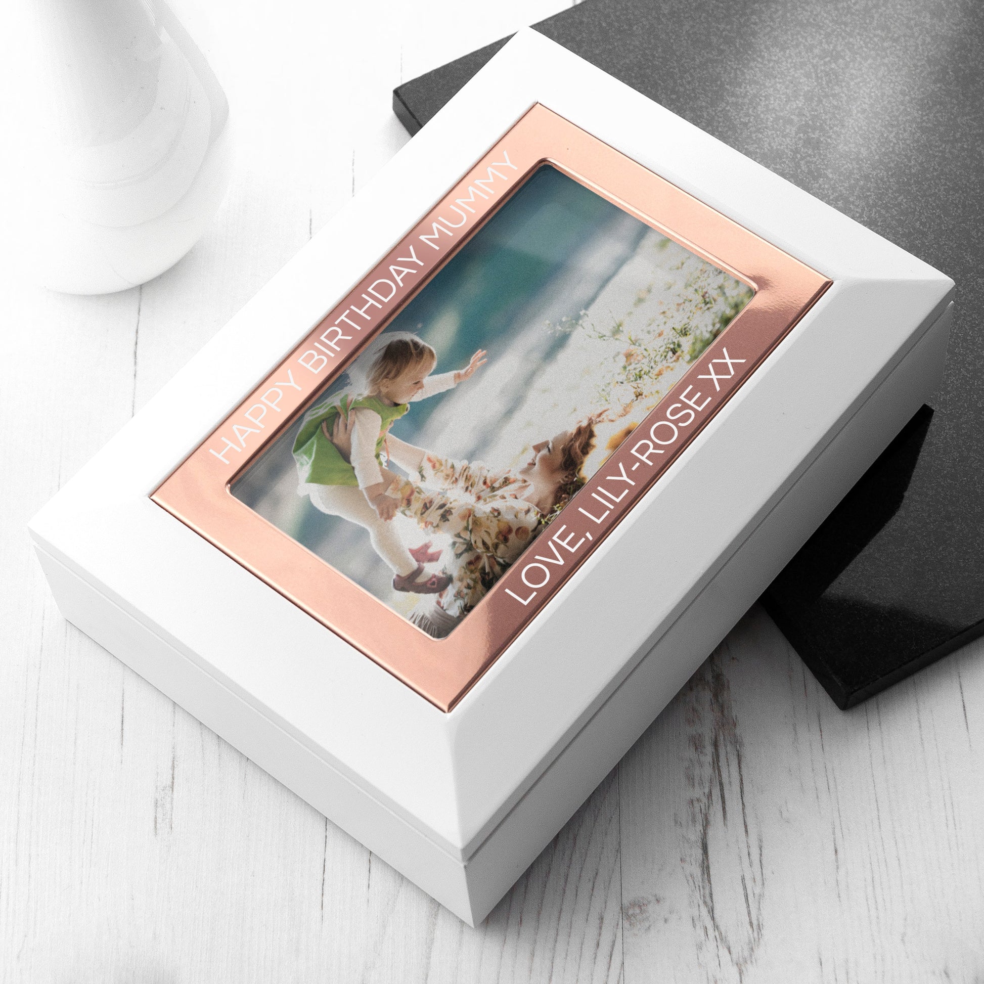 Personalized Jewelry Box - White and Rose Gold - Lovesakes