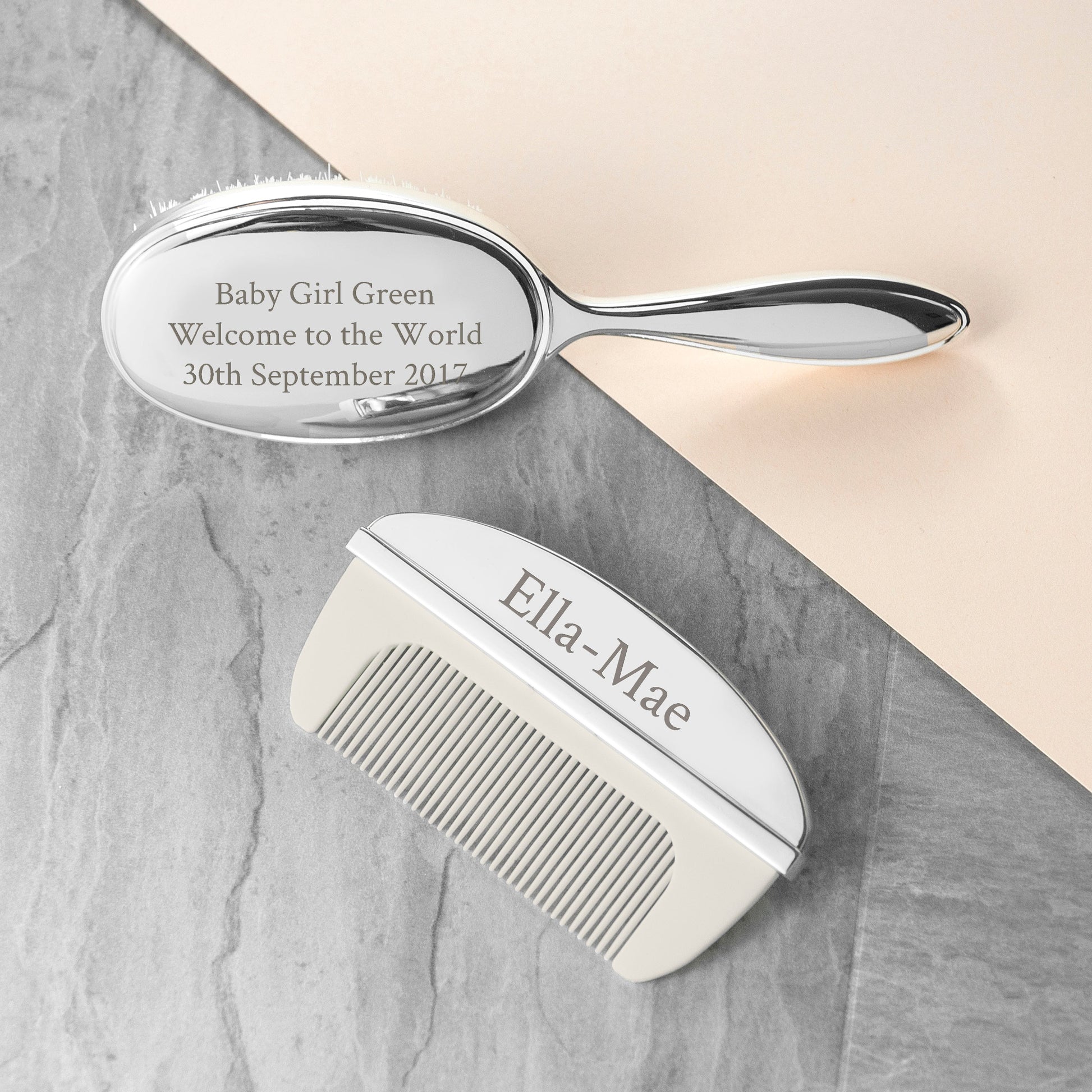 Personalized Silver Plated Baby Brush And Comb Set - Lovesakes