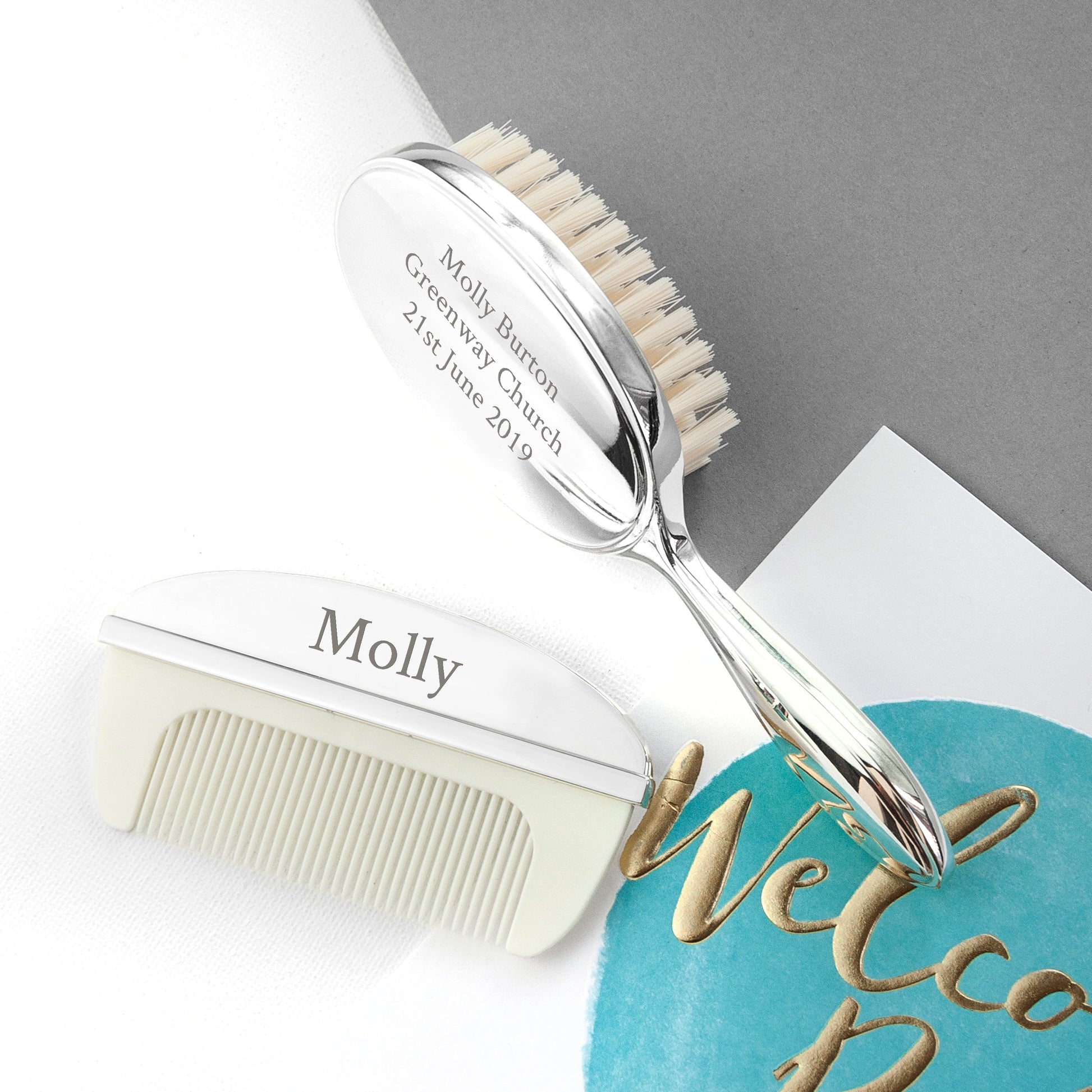 Personalized Silver Plated Baby Brush And Comb Set - Lovesakes