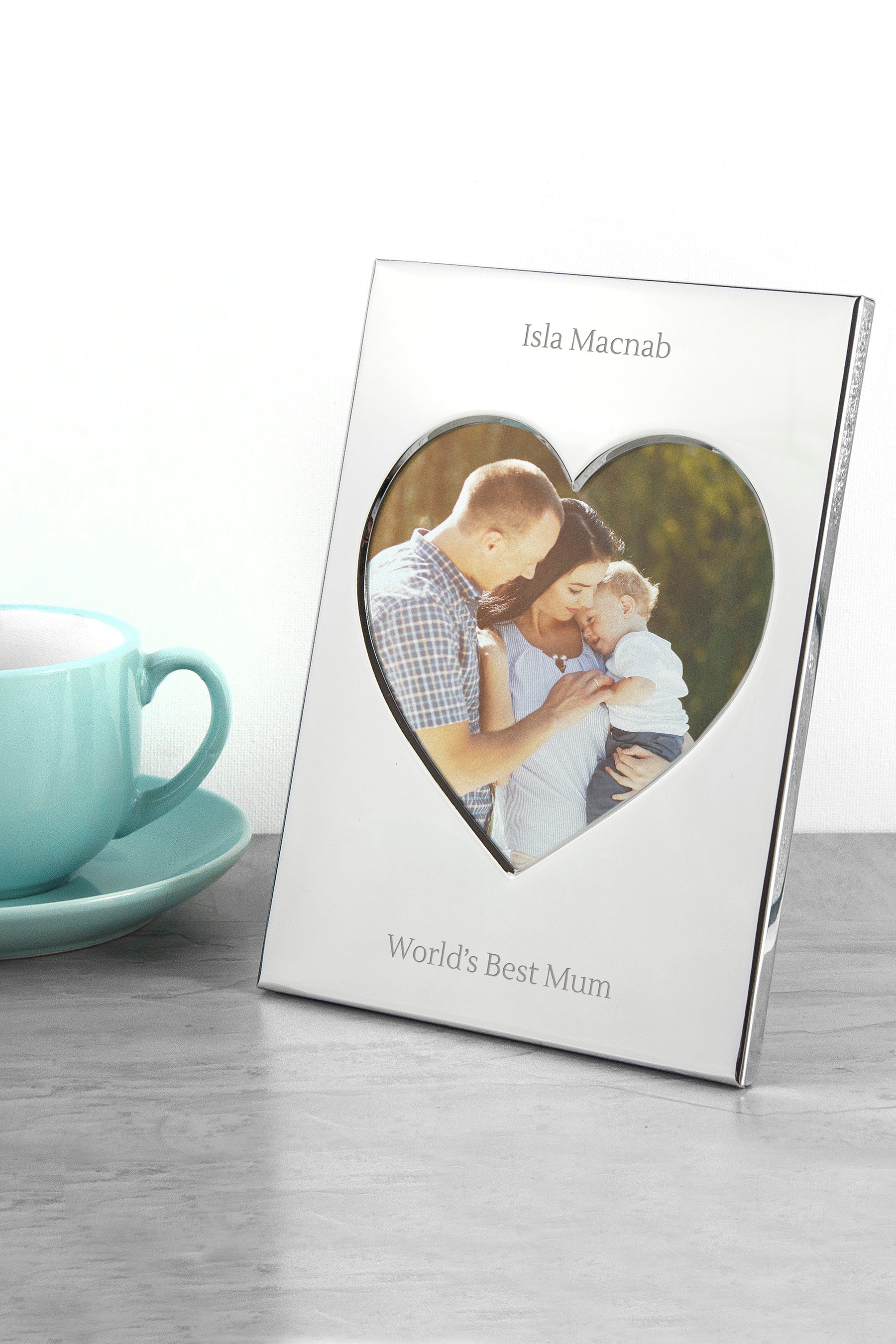 Personalised Silver Plated Heart Photo Frame - Lovesakes