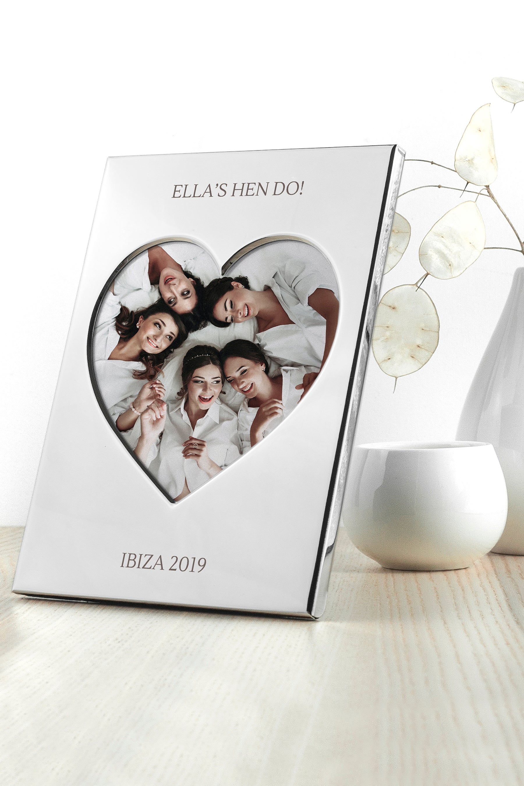 Personalised Silver Plated Heart Photo Frame - Lovesakes