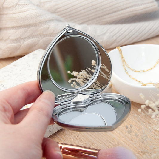 Personalized Heart Shaped Compact Mirror