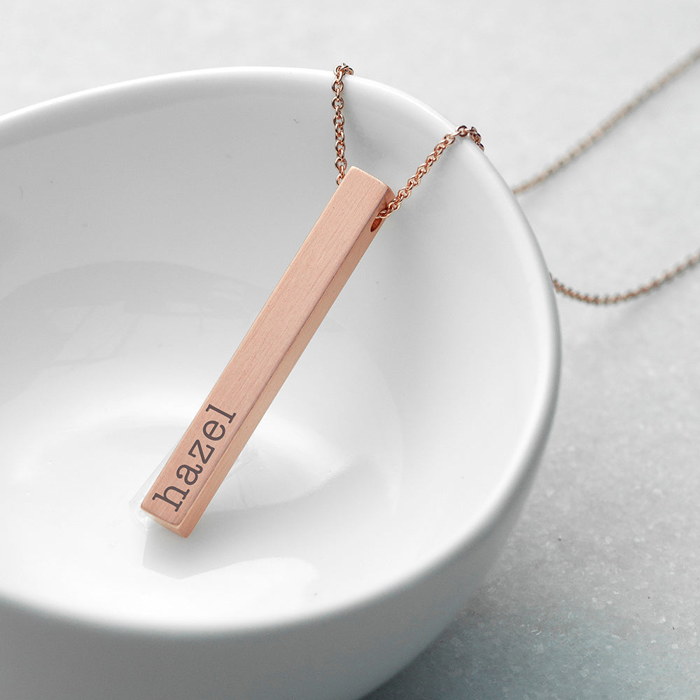 Personalized Matte Vertical Bar Necklace - Lovesakes