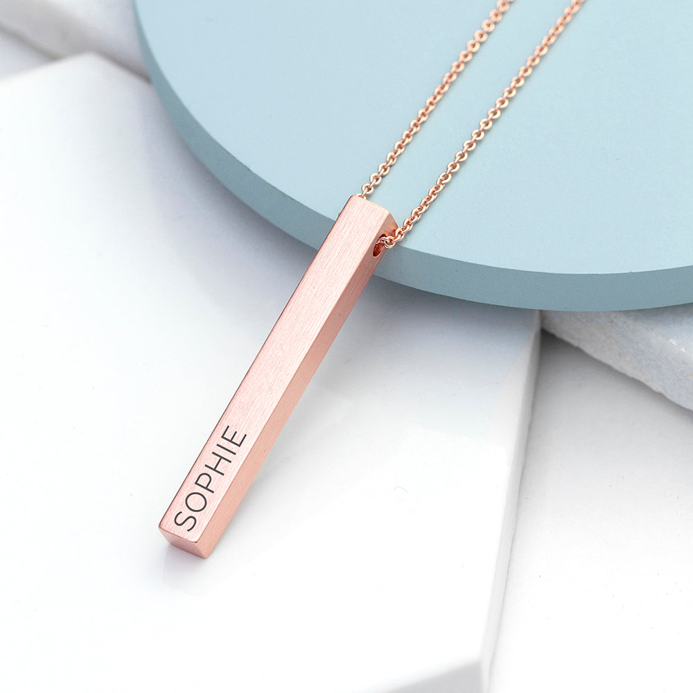 Personalized Matte Vertical Bar Necklace - Lovesakes