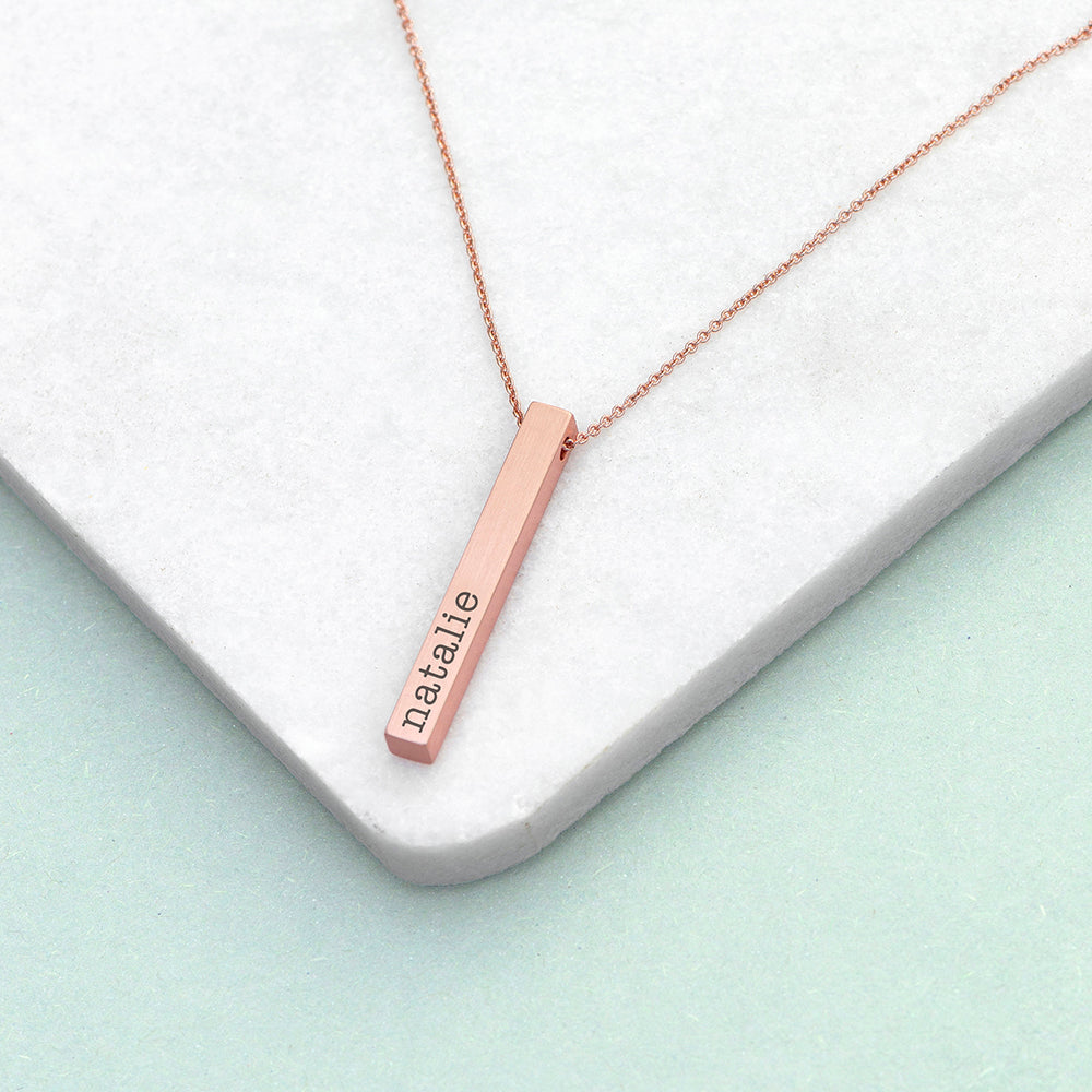 Personalized Matte Vertical Bar Necklace - Lovesakes