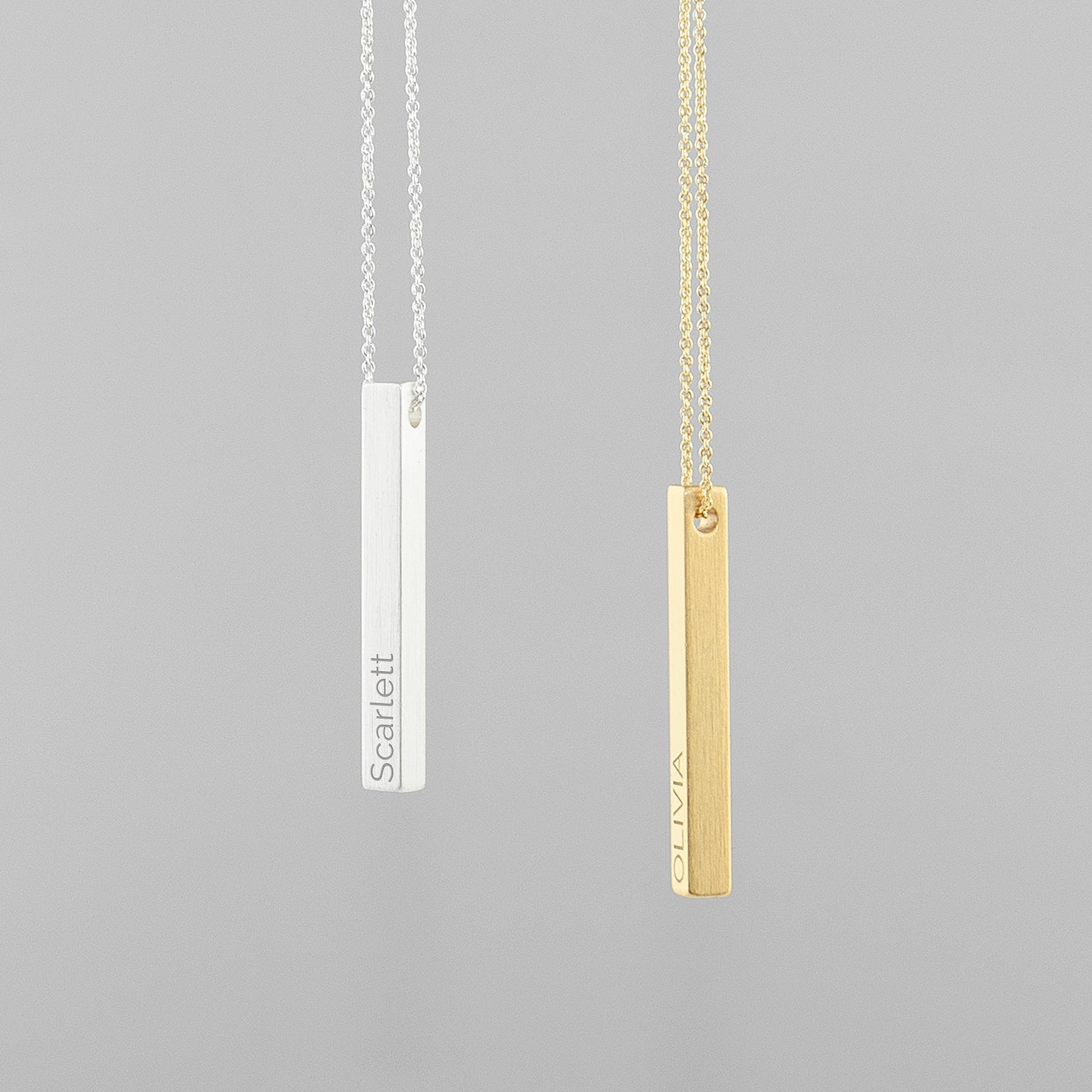 Personalized Matte Vertical Bar Necklace - Lovesakes