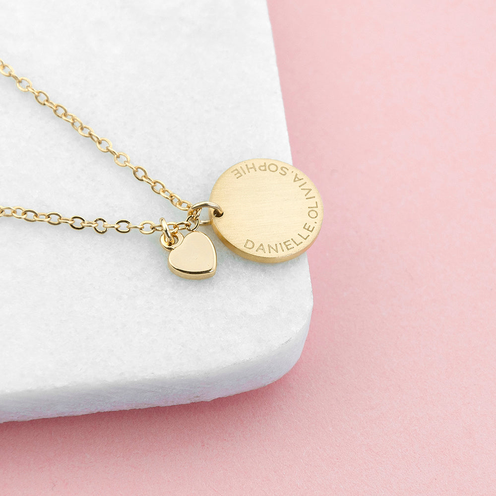 Personalized Heart and Disc Family Necklace - Lovesakes