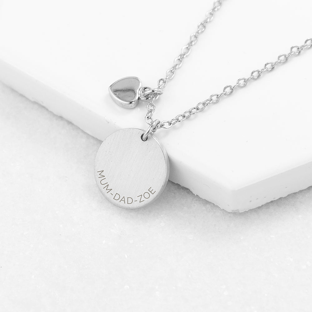 Personalized Heart and Disc Family Necklace - Lovesakes