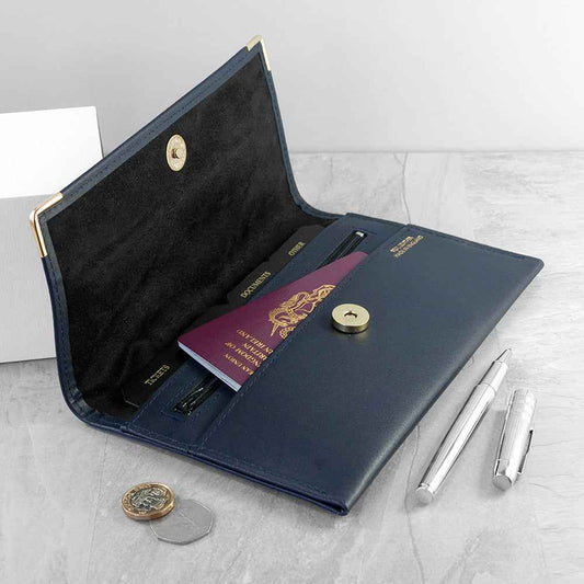 Engraved Luxury Leather Travel Organiser