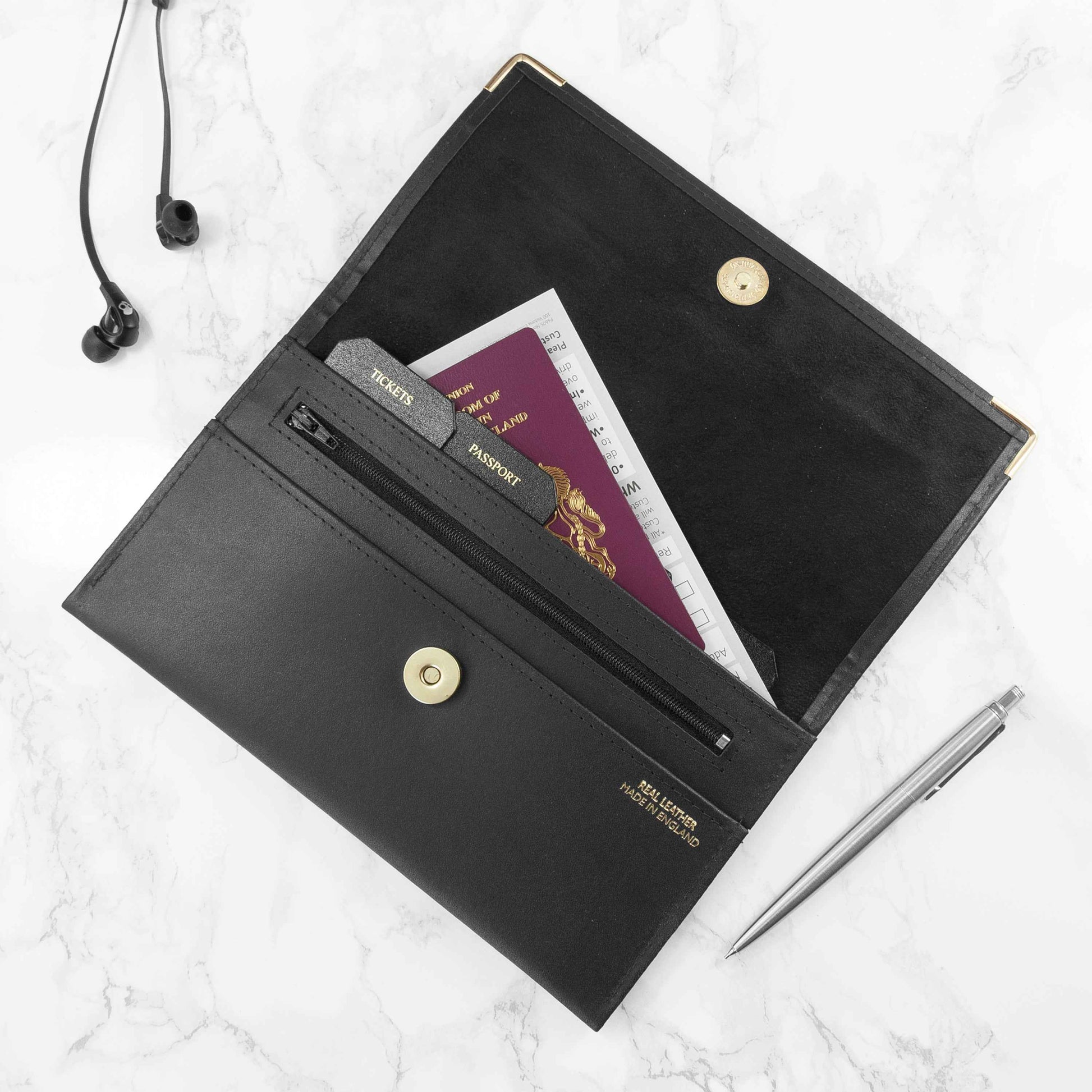 Engraved Luxury Leather Travel Organiser