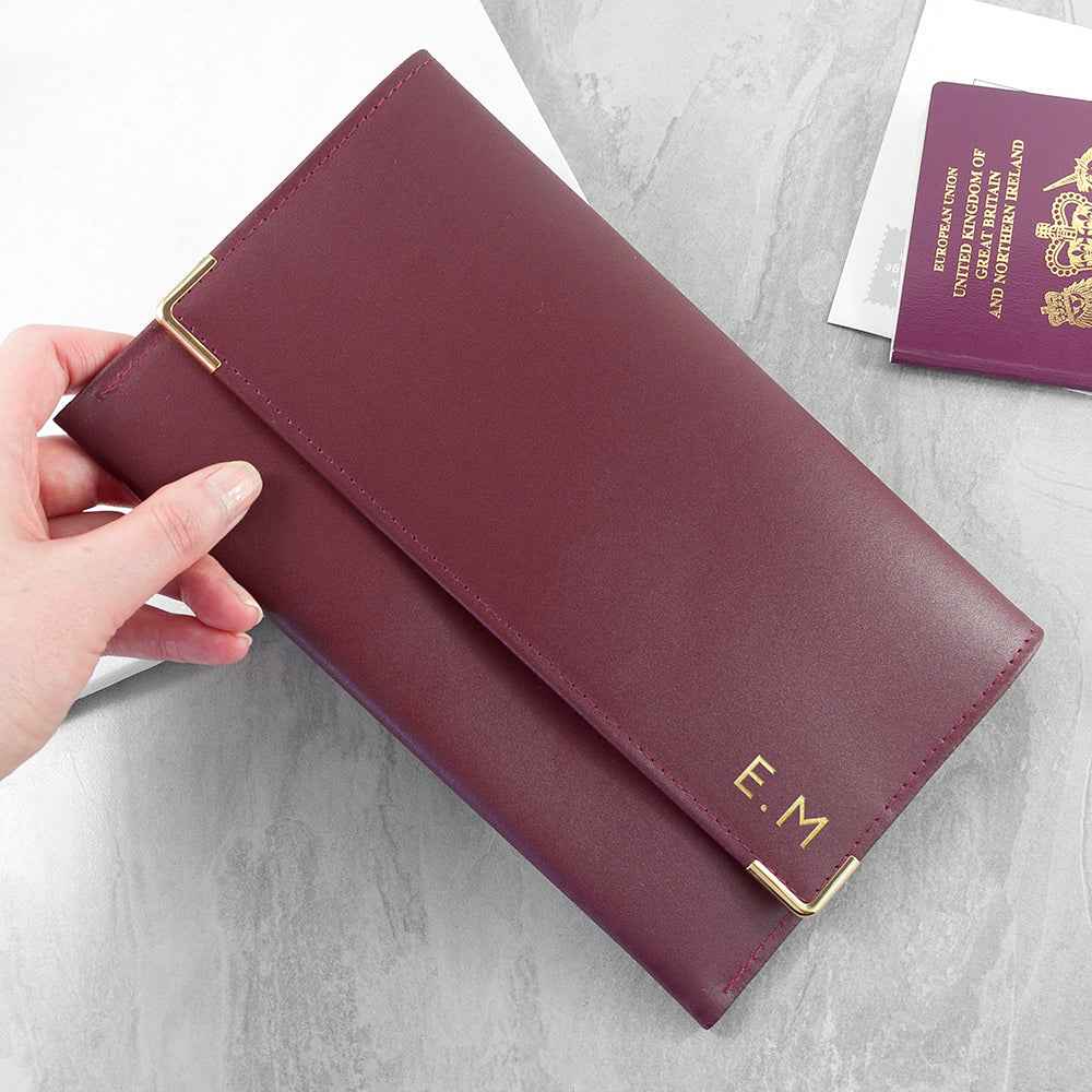 Engraved Luxury Leather Travel Organiser