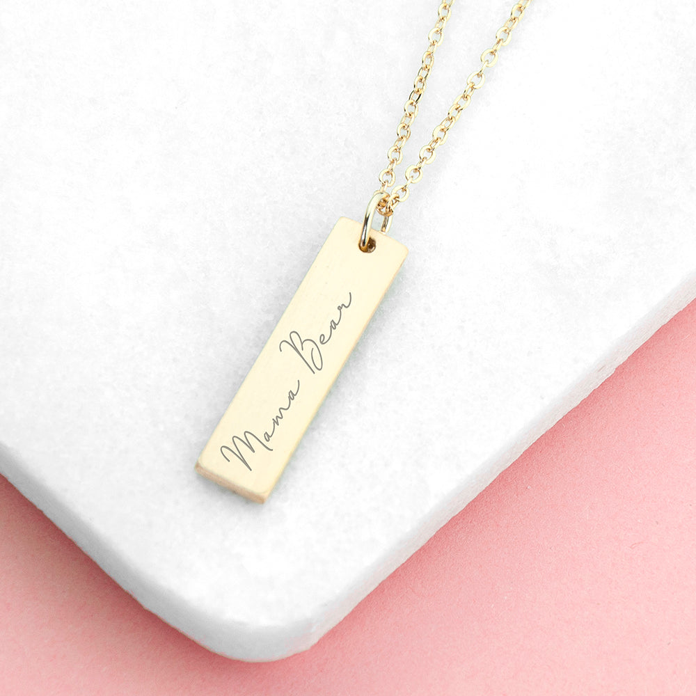 Personalized 'I Love You' Handwriting Bar Necklace - Lovesakes