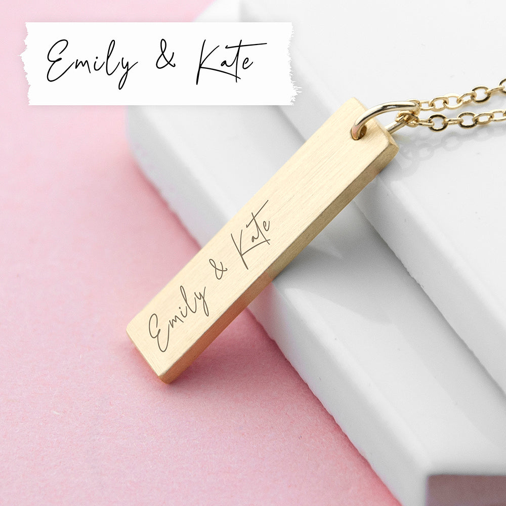 Personalized 'I Love You' Handwriting Bar Necklace - Lovesakes