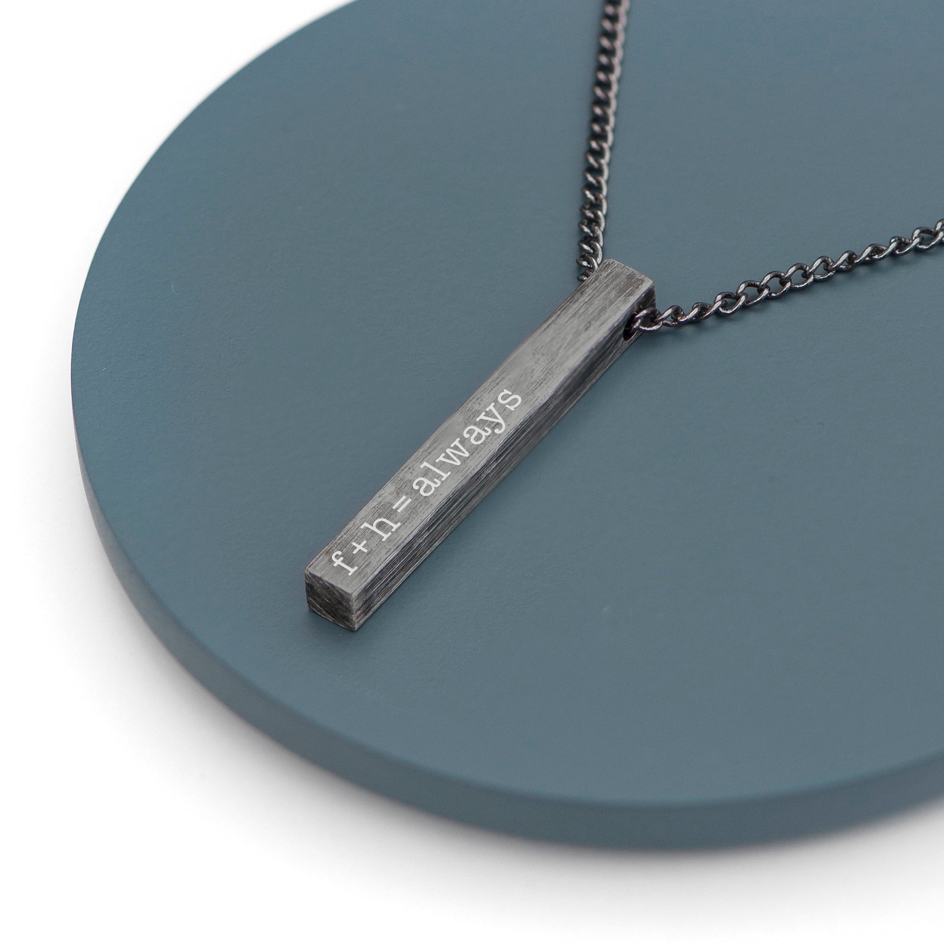 Personalized Men's Brushed Gunmetal Solid Bar Necklace - Lovesakes