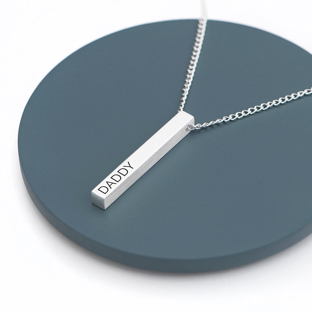 Personalized Men's Silver Solid Bar Necklace - Lovesakes