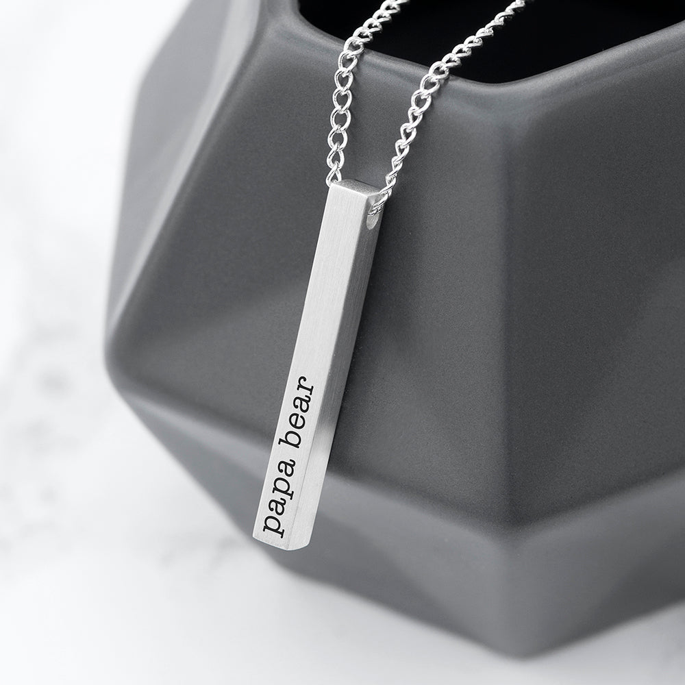 Personalized Men's Silver Solid Bar Necklace - Lovesakes