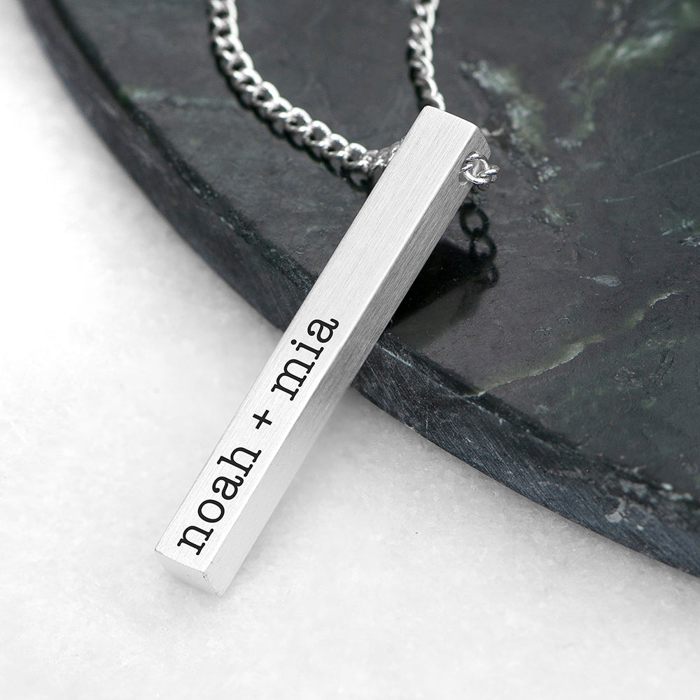 Personalized Men's Silver Solid Bar Necklace - Lovesakes