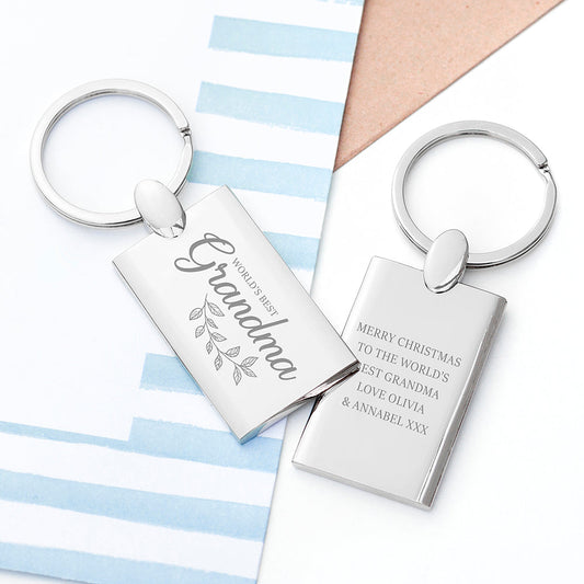 Engraved World's Best Grandparent Metal Keyring