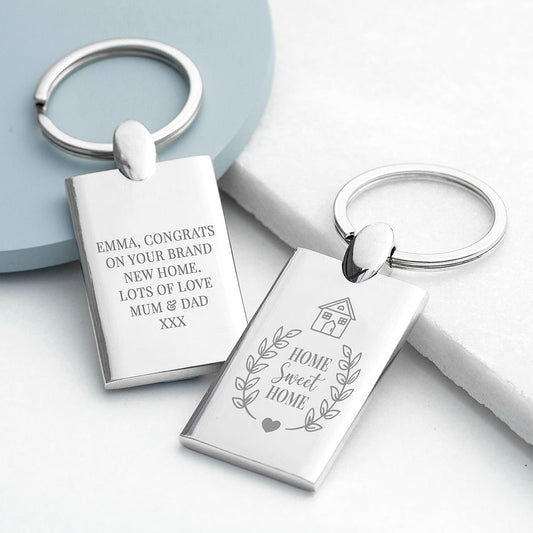 Engraved Home Sweet Home Keyring