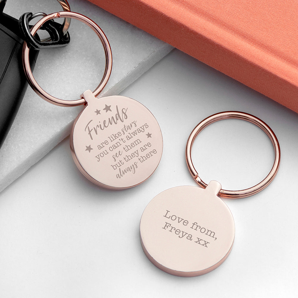 Personalized Friends Round Metal Keyring - Lovesakes