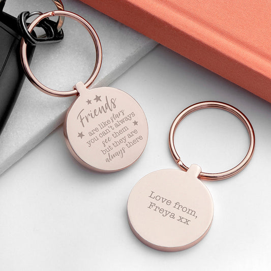 Engraved Friends Round Metal Keyring