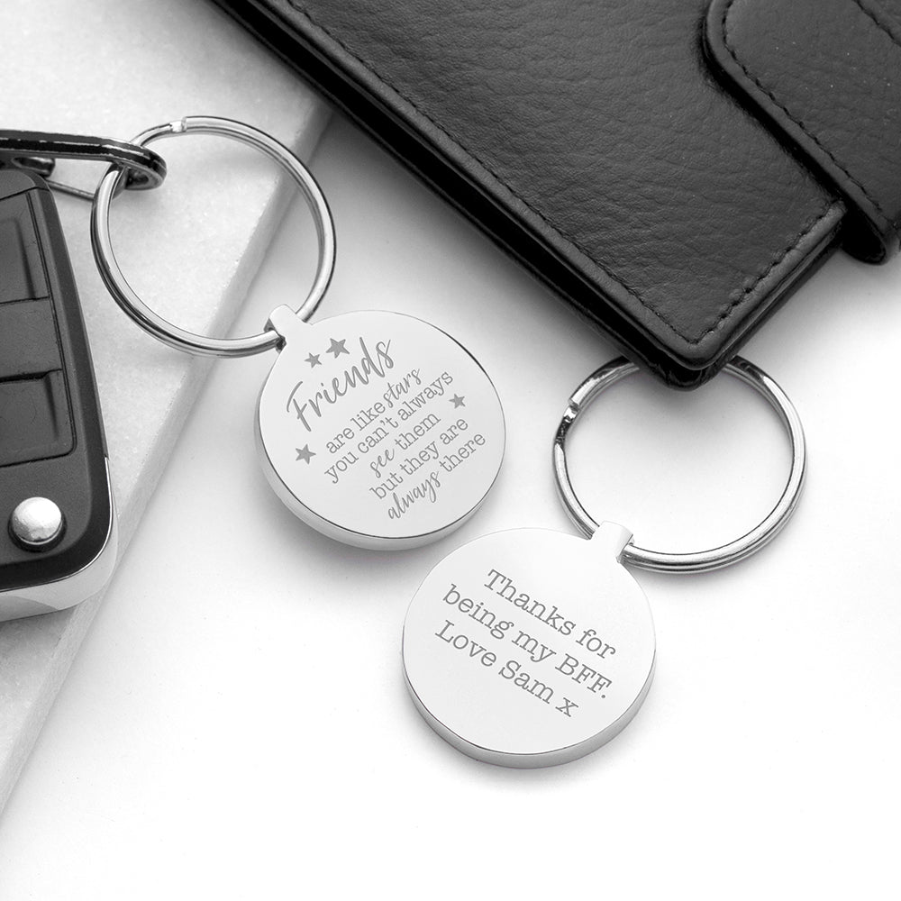 Personalized Friends Round Metal Keyring - Lovesakes