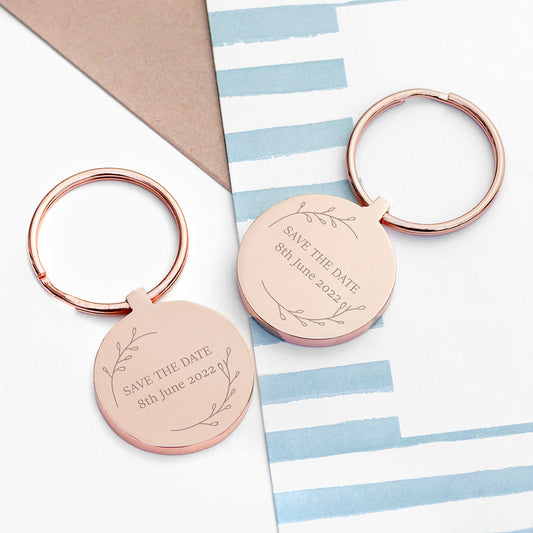 Engraved Save the Date Round Keyring