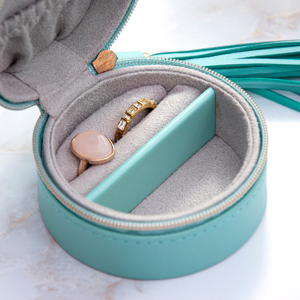 Personalised Turquoise Travel Jewellery Case with Tassel - Lovesakes