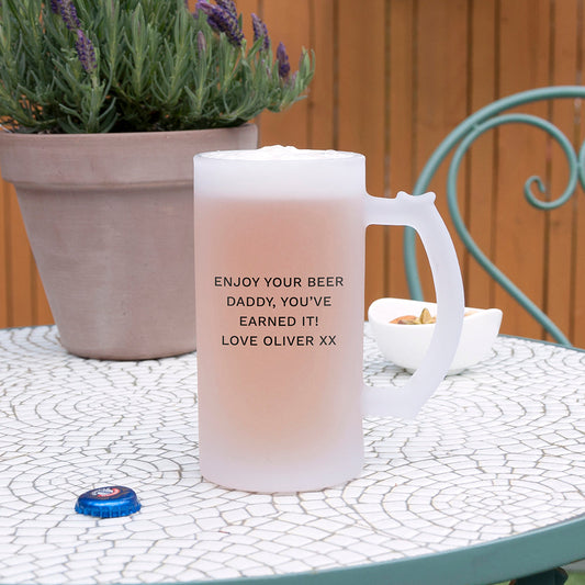 Personalised Photo and Message Frosted Beer Stein for Him