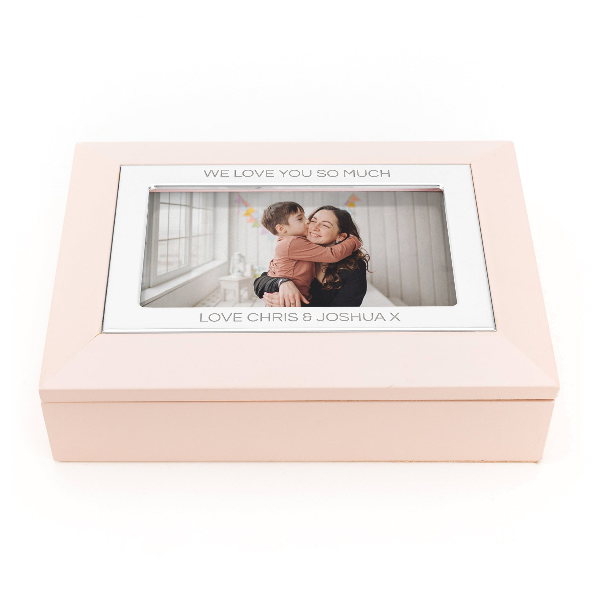 Personalized Blush Pink & Silver Photo Jewellery Box - Lovesakes