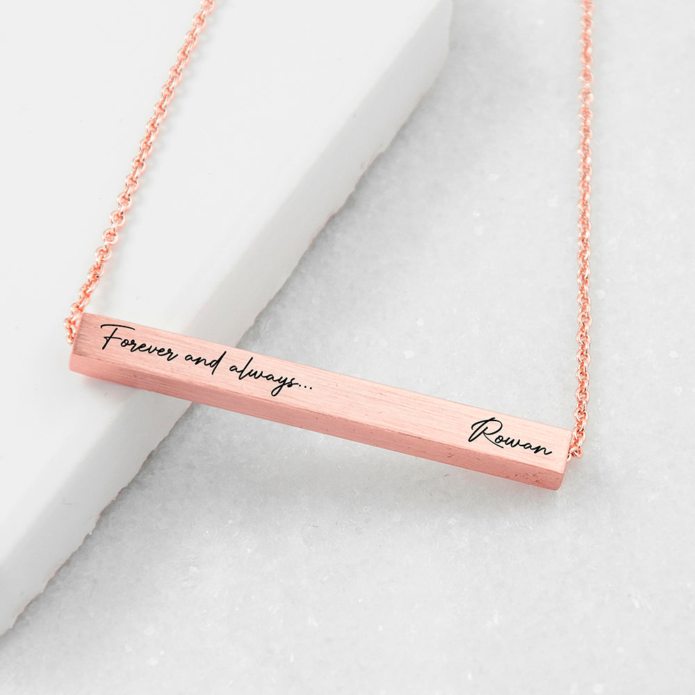 Personalized Forever and Always Horizontal Bar Necklace - Lovesakes