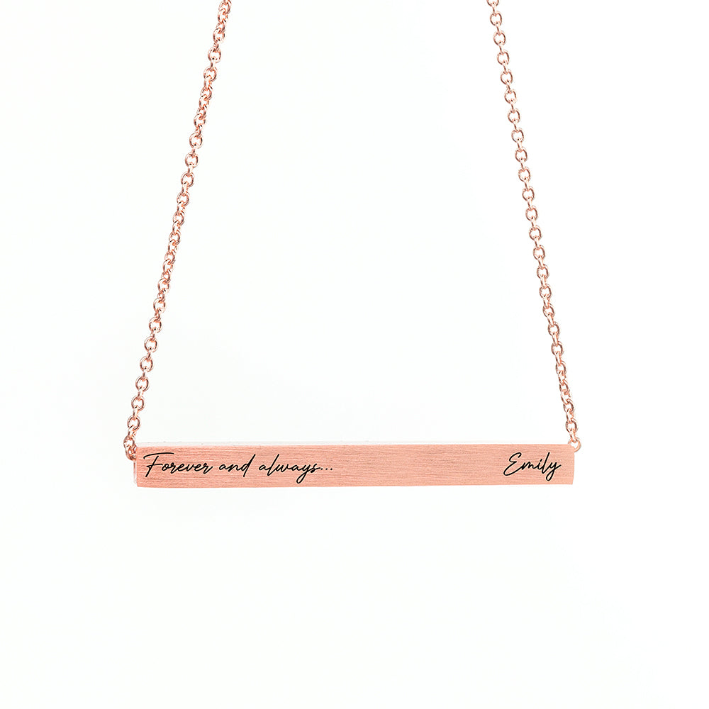 Personalized Forever and Always Horizontal Bar Necklace - Lovesakes