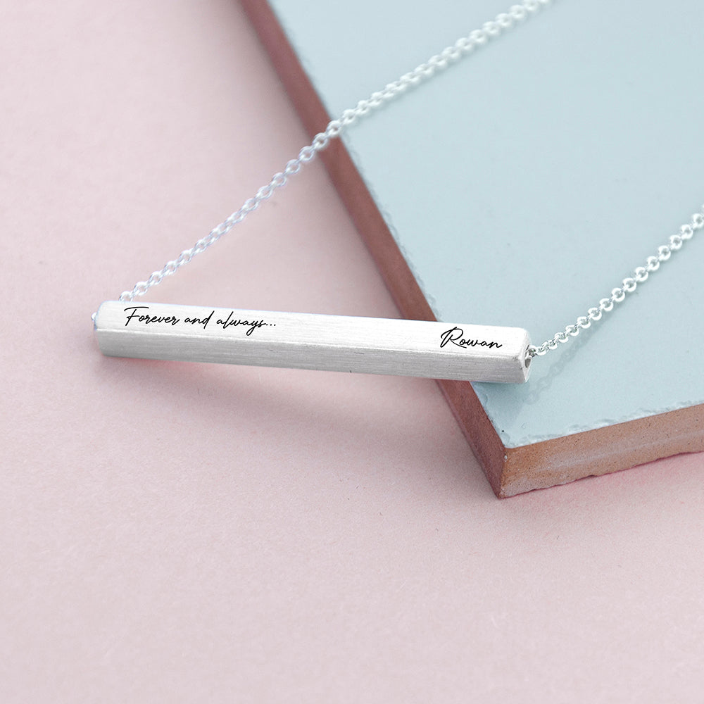 Personalized Forever and Always Horizontal Bar Necklace - Lovesakes