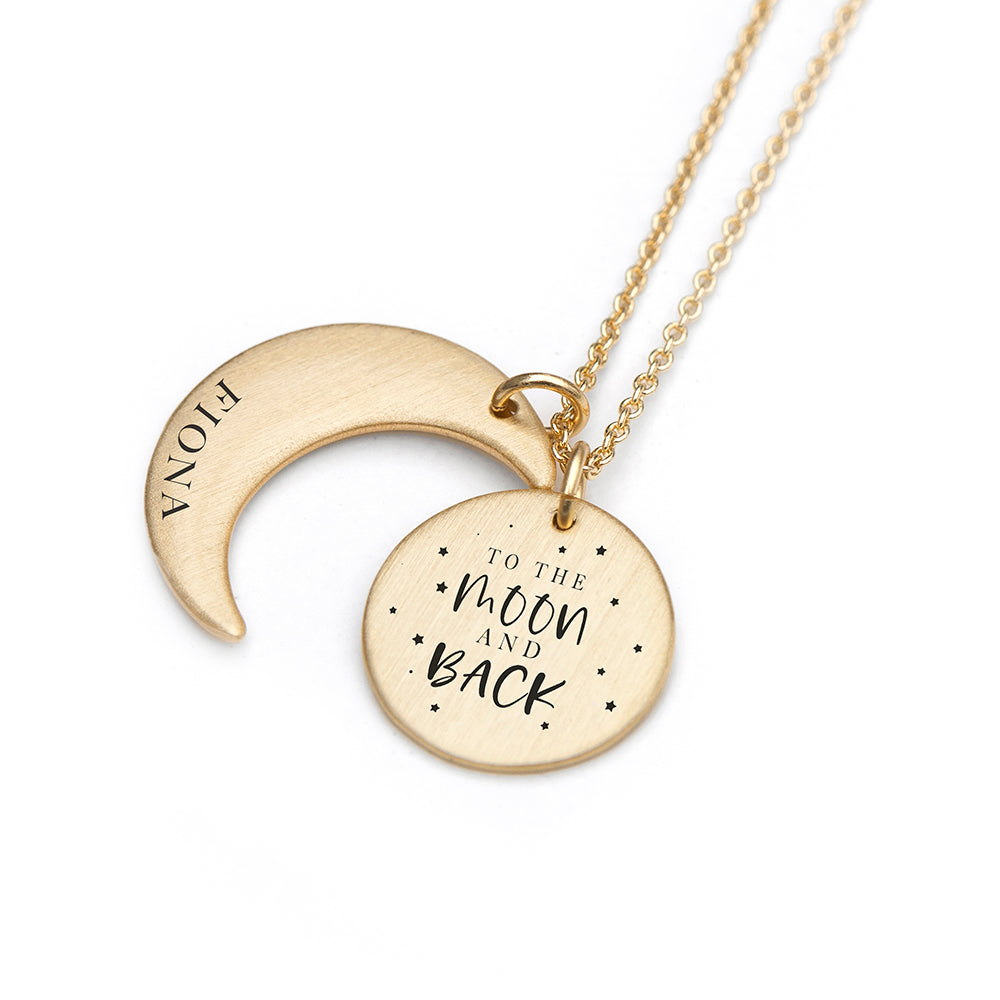 Personalized Moon & Back Necklace - Lovesakes