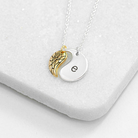 Engraved Contemporary Angel Wing Necklace