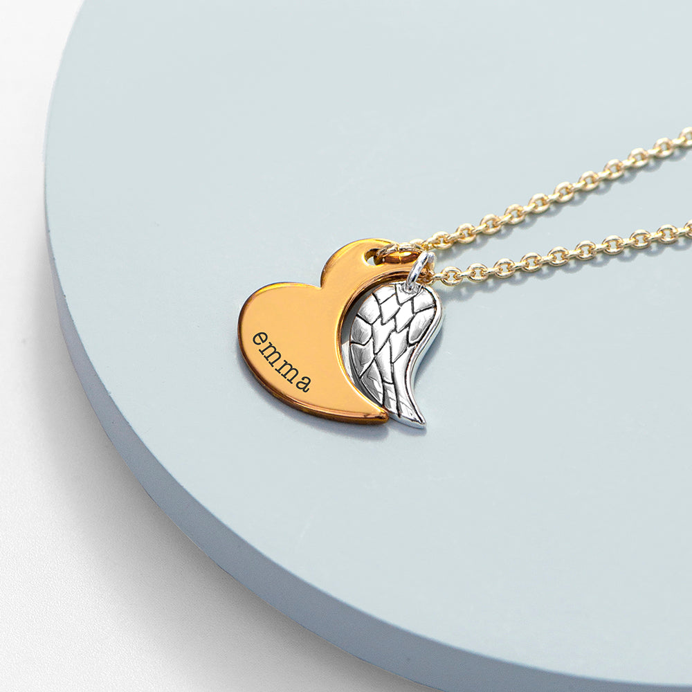 Personalized Heart and Wing Necklace - Lovesakes