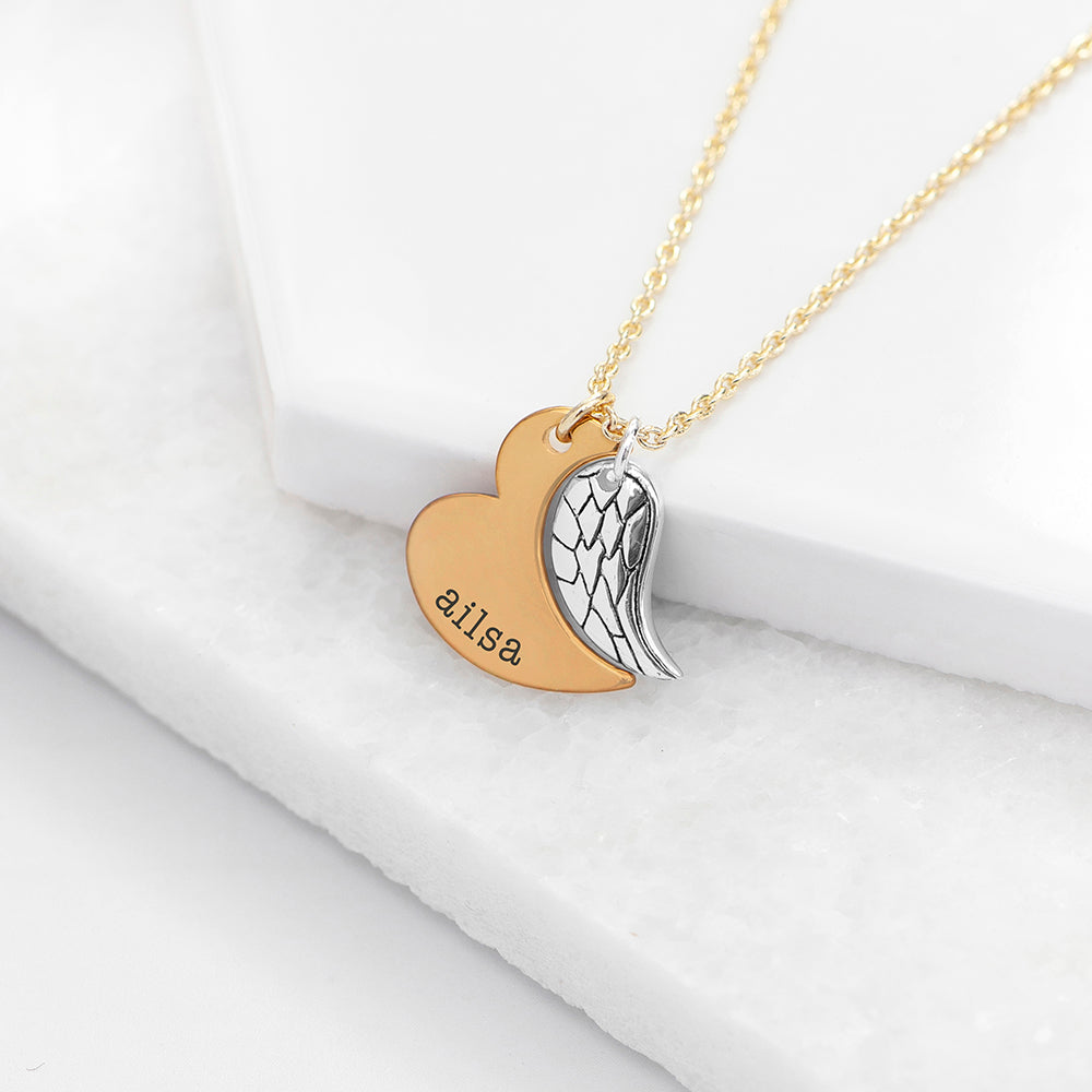 Personalized Heart and Wing Necklace - Lovesakes