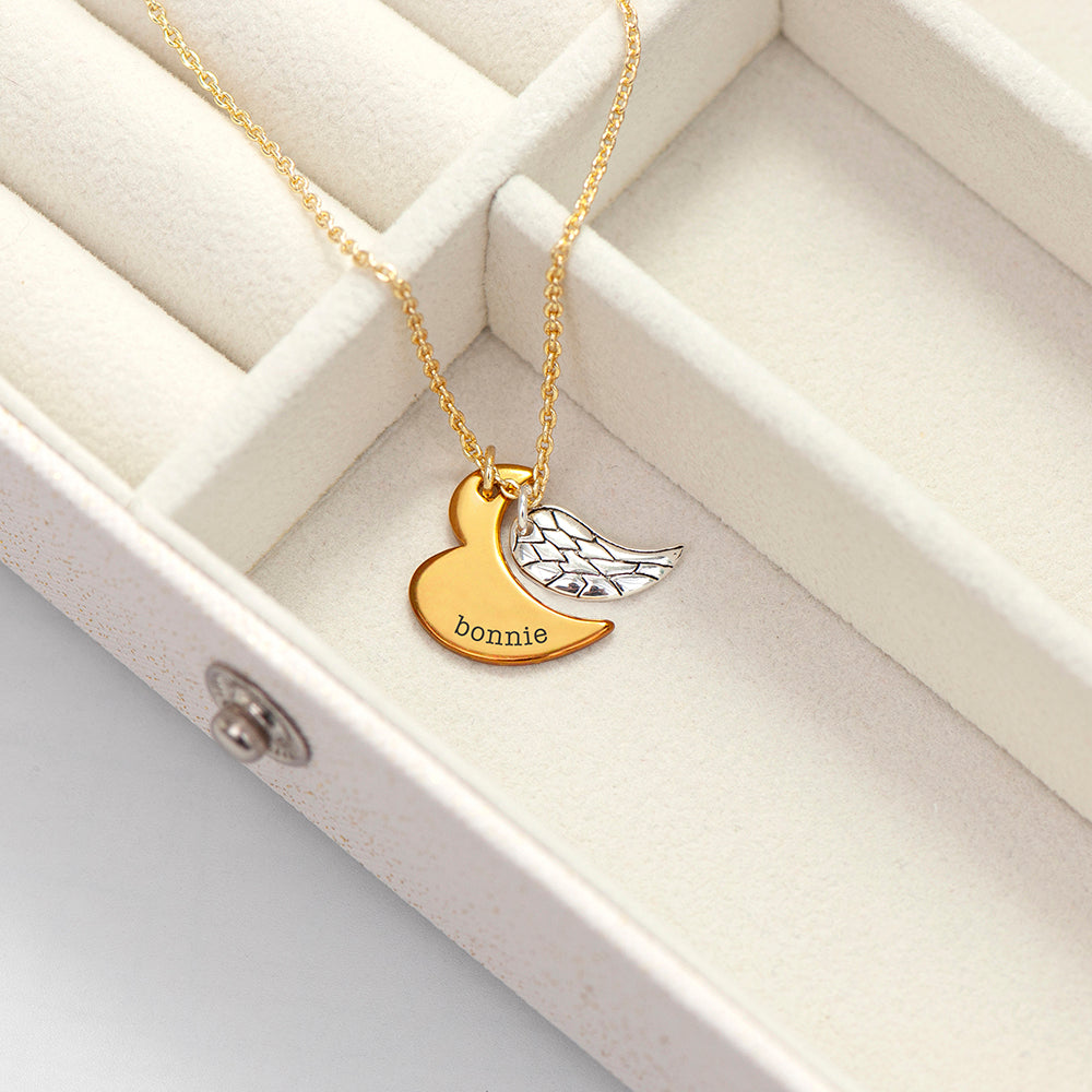 Personalized Heart and Wing Necklace - Lovesakes