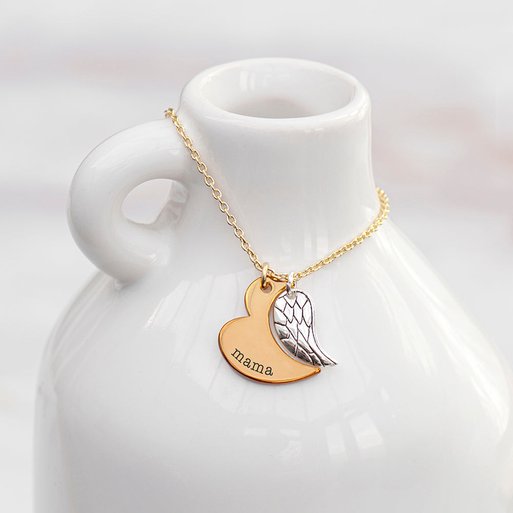 Personalized Heart and Wing Necklace - Lovesakes