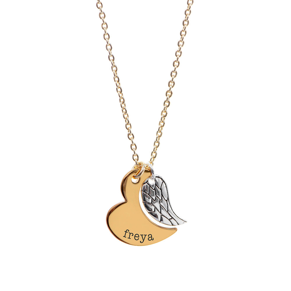 Personalized Heart and Wing Necklace - Lovesakes