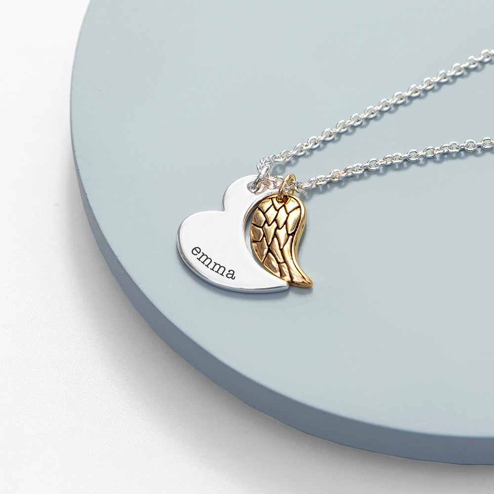 Personalized Heart and Wing Necklace - Lovesakes