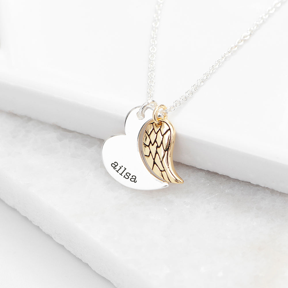 Personalized Heart and Wing Necklace - Lovesakes