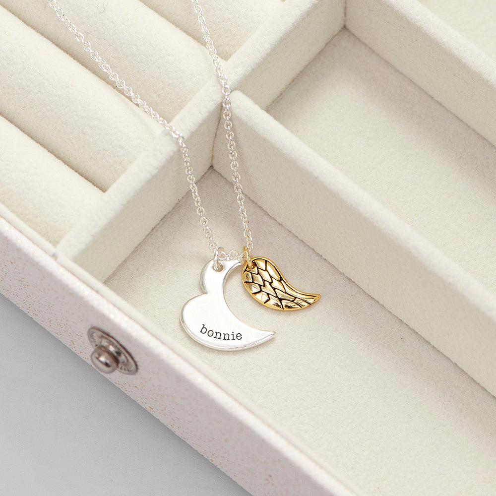 Personalized Heart and Wing Necklace - Lovesakes