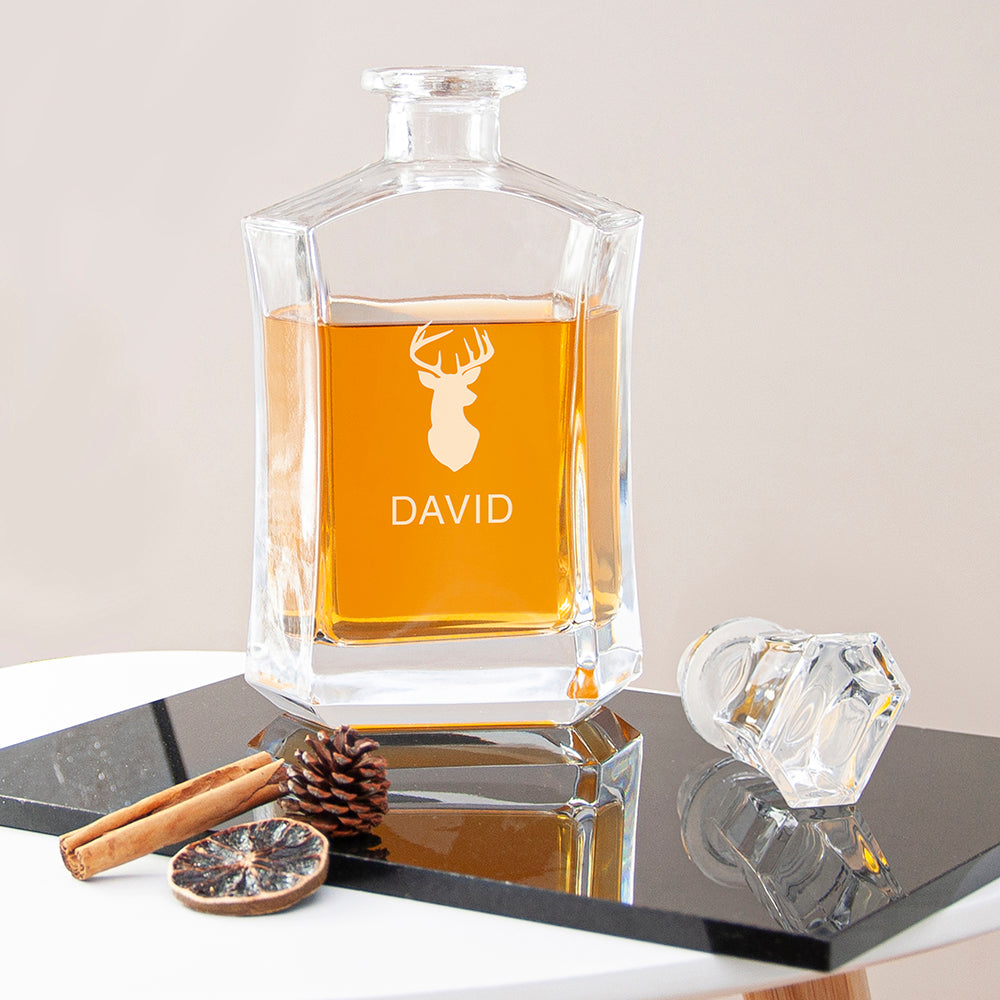 Personalized Hexagonal Luxury Stag Decanter (750ml)