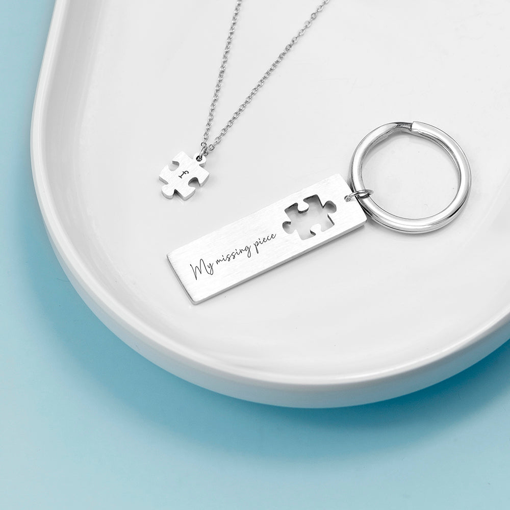 Personalised Puzzle Necklace & Keyring Set - Lovesakes