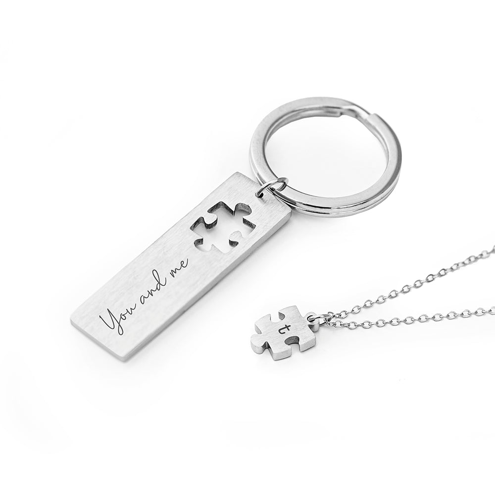 Personalised Puzzle Necklace & Keyring Set - Lovesakes