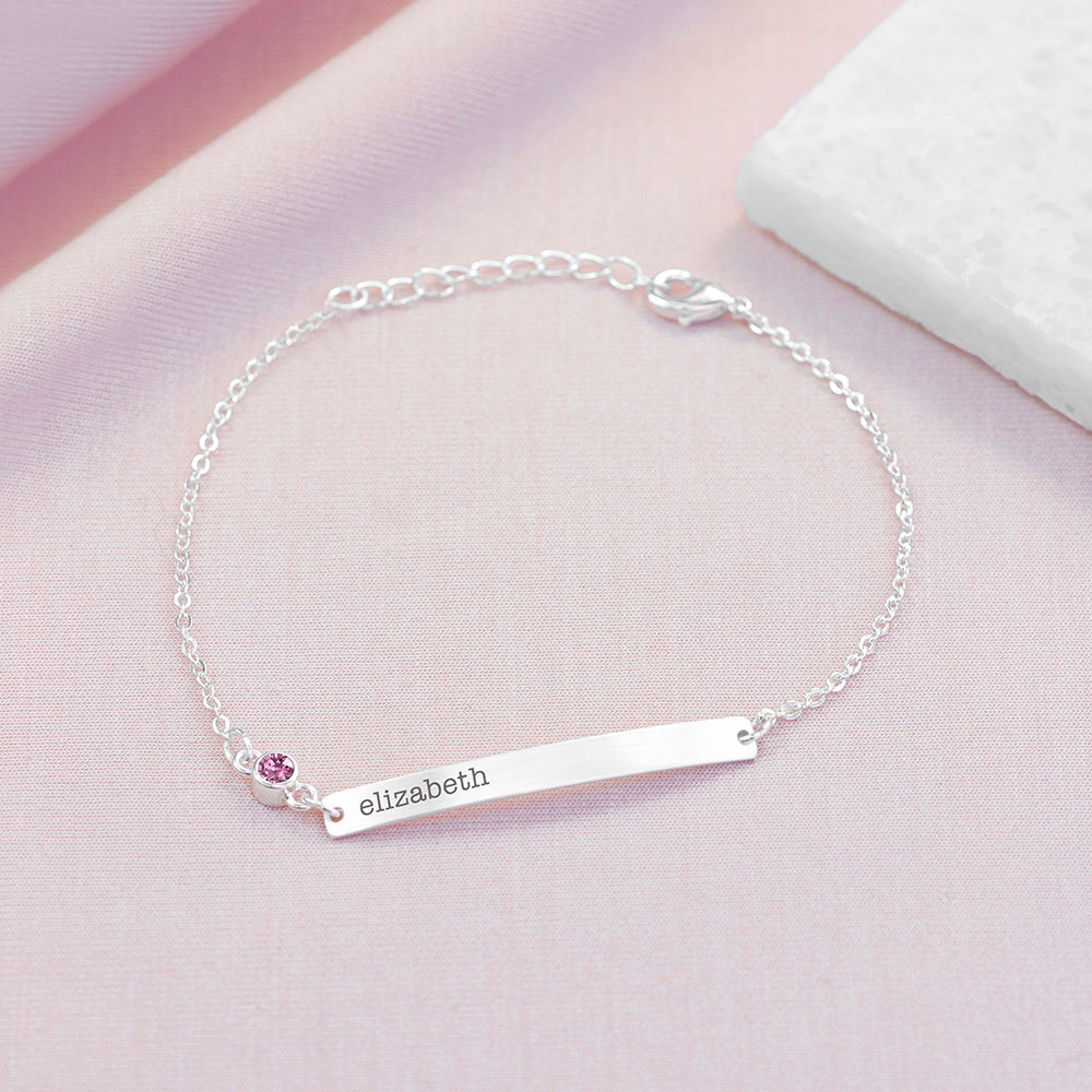 Personalized Silver Birthstone Swarovski Crystal Bracelet - Lovesakes