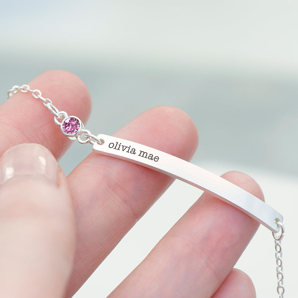 Personalized Silver Birthstone Swarovski Crystal Bracelet - Lovesakes